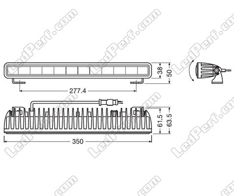 Schemat Wymiary belki LED bar Osram LEDriving® LIGHTBAR SX300-CB