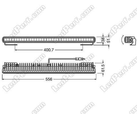 Schemat Wymiary belki LED bar Osram LEDriving® LIGHTBAR SX500-CB