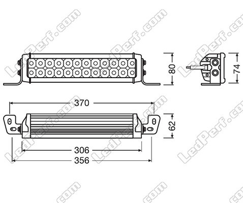 Schemat Wymiary belki LED bar Osram LEDriving® LIGHTBAR VX250-CB