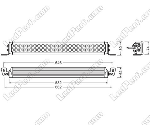 Schemat Wymiary belki LED bar Osram LEDriving® LIGHTBAR VX500-CB