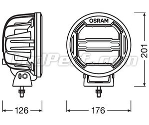 Schemat Wymiary dodatkowego reflektora LED Osram LEDriving® ROUND MX180-CB