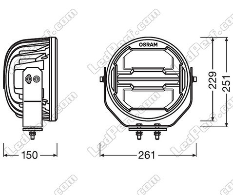 Powiększenie dodatkowego reflektora LED Osram LEDriving® ROUND MX260-CB wyłączonego