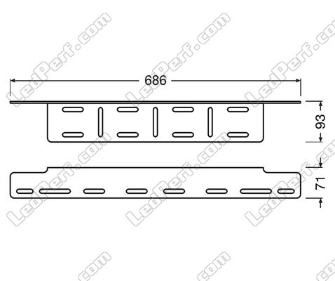 Wymiary Uchwytu Osram LEDriving® LICENSE PLATE BRACKET AX do belki LED bar i świateł roboczych LED