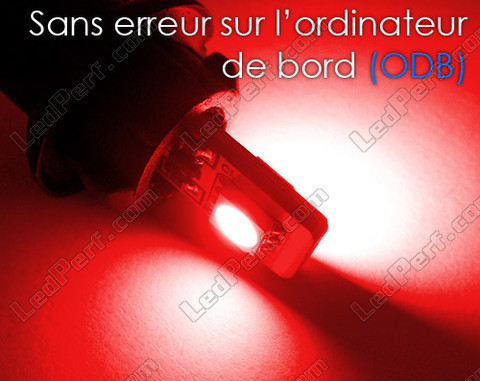 żarówka LED T10 W5W Bez błędu OBD - Zabezpieczenie przed błędem OBD - Dual Czerwony
