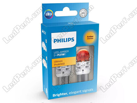 2x żarówki LED Philips P21W Ultinon PRO6000 - Pomarańczowe - BA15S - 11498AU60X2