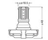 Wymiary żarówka LED PS19W Osram LEDriving SL wysoka jasność do Światła do jazdy dziennej - 5201DWP