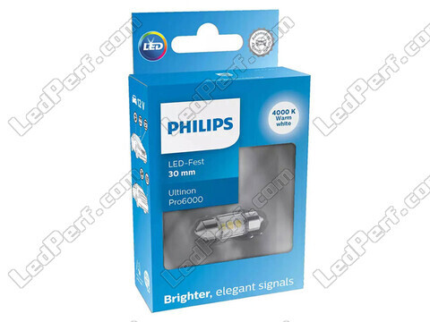 Żarówka rurkowa LED C3W 30mm Philips Ultinon Pro6000 Biały ciepły 4000K - 11860WU60X1 - 12V