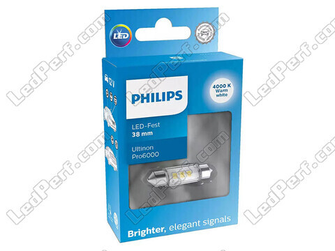 Żarówka rurkowa LED C7W 38mm Philips Ultinon Pro6000 Biały ciepły 4000K - 11854WU60X1 - 12V