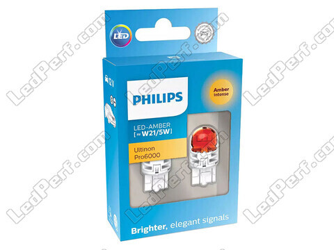 2x żarówki LED Philips WY21/5W Ultinon PRO6000 - Pomarańczowe - T20 - 11066AU60X2