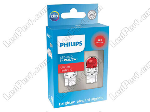 Para żarówek LED Philips W21/5W Ultinon PRO6000 - Czerwony