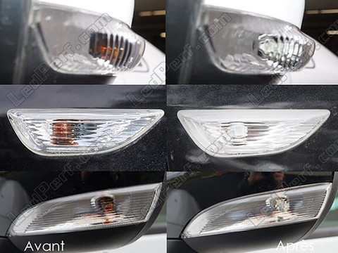 LED kierunkowskazy boczne Dacia Sandero 3 przed i po