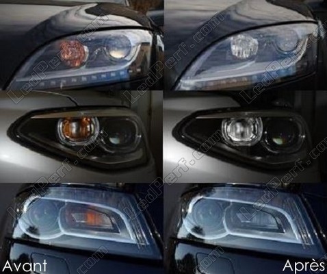 LED przednie kierunkowskazy Jaguar S Type przed i po