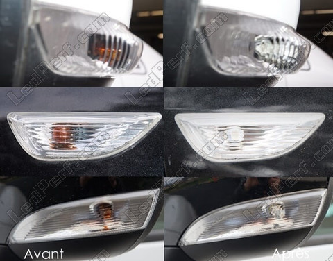 LED kierunkowskazy boczne Mini Clubvan (R55) przed i po
