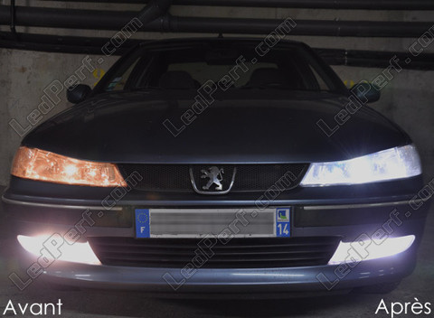 LED Reflektory Peugeot 406 przed i po