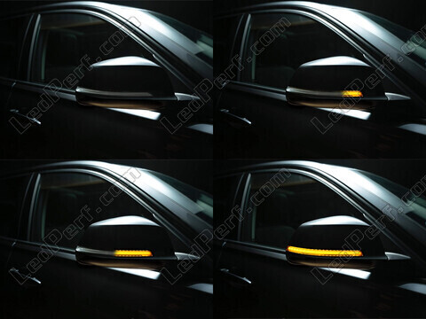 Różne etapy przewijania światła dynamicznych kierunkowskazów Osram LEDriving® do lusterek BMW X1 (E84)