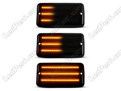 Oświetlenie dynamicznych czarnych bocznych kierunkowskazów LED dla Jeep Wrangler II (TJ)