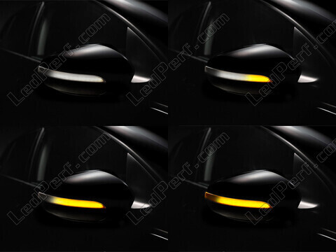 Różne etapy przewijania światła dynamicznych kierunkowskazów Osram LEDriving® do lusterek Volkswagen Golf 6