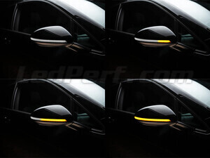 Różne etapy przewijania światła dynamicznych kierunkowskazów Osram LEDriving® do lusterek Volkswagen Golf 7