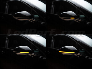 Różne etapy przewijania światła dynamicznych kierunkowskazów Osram LEDriving® do lusterek Volkswagen Golf 8