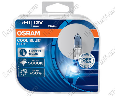 Żarówki H1 Osram Cool Blue Boost 5000K efekt xenon oznaczenie: 62150CBB-HCB w opakowaniach po 2 sztuki