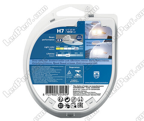 Pakiet 2 żarówek H7 Philips WhiteVision ULTRA + świateł postojowych - 12972WVUSM