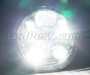 Optyka motocykl Full LED Chromowana do reflektora okrągły o średnicy 5,75 cala - Typ 1 Oświetlenie w kolorze Biały czysty.