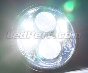 Optyka motocykl Full LED Chromowana do reflektora okrągły o średnicy 5,75 cala - Typ 2 Oświetlenie w kolorze Biały czysty.