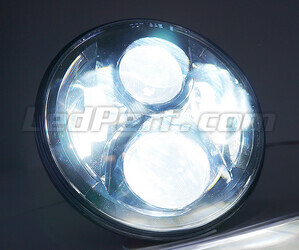 Optyka motocykl Full LED Chromowana do reflektora okrągły o średnicy 7 cali - Typ 2 Oświetlenie w kolorze Biały czysty.