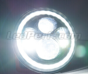 Optyka motocykl Full LED Czarna do reflektora okrągły o średnicy 7 cali - Typ 5 Oświetlenie w kolorze Biały czysty.