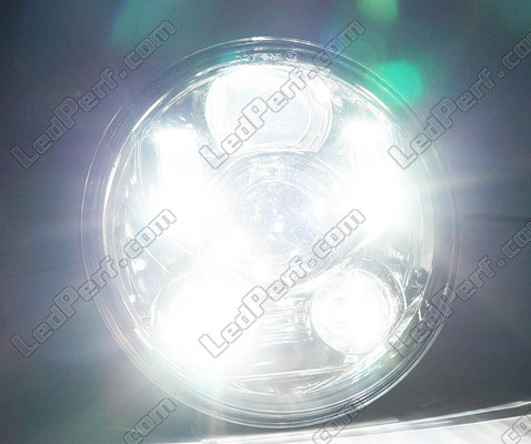 Optyka motocykl Full LED Chromowana do reflektora okrągły o średnicy 5,75 cala - Typ 1 Oświetlenie w kolorze Biały czysty.
