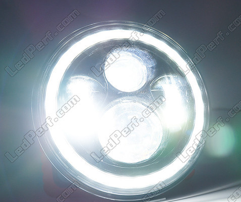Optyka motocykl Full LED Chromowana do reflektora okrągły o średnicy 7 cali - Typ 5 Oświetlenie w kolorze Biały czysty.