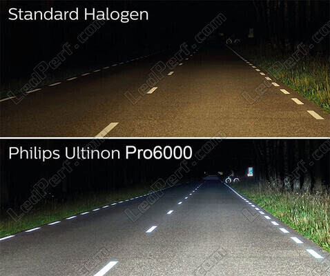 Porównanie żarówek LED H7 Philips ULTINON Pro6000 z oryginalnymi żarówkami halogenowymi