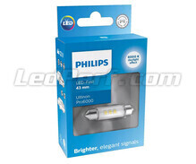 Żarówka LED rurkowa C10W 43mm Philips Ultinon Pro6000 Biały zimny 6000K - 111866CU60X1 - 12V