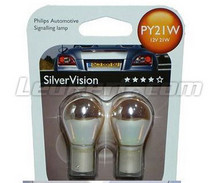 2 żarówki Philips SilverVision kierunkowskazów chromowanych - PY21W - Trzonek BAU15S